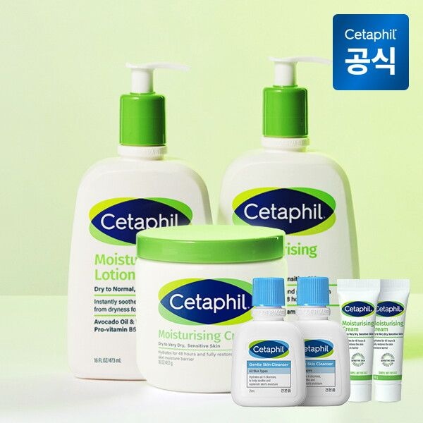 갈더마코리아㈜ 세타필 [세타필] 모이스춰라이징 로션 473ml 2개+크림 453g+크림 10g 2개+클렌저 29ml 2개