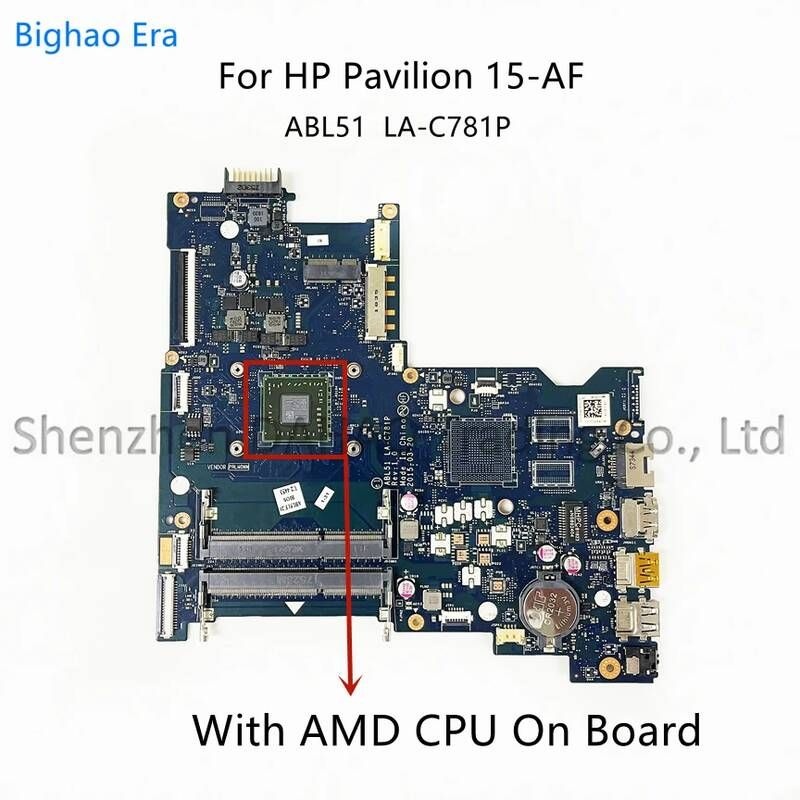 [해외] 마더보드 메인보드 HP Pavilion 15-AF 노트북 용 ABL51 LA-C781P AMD CPU 온보드 DDR3 827705-001 827705-501 813970-001 851772-601