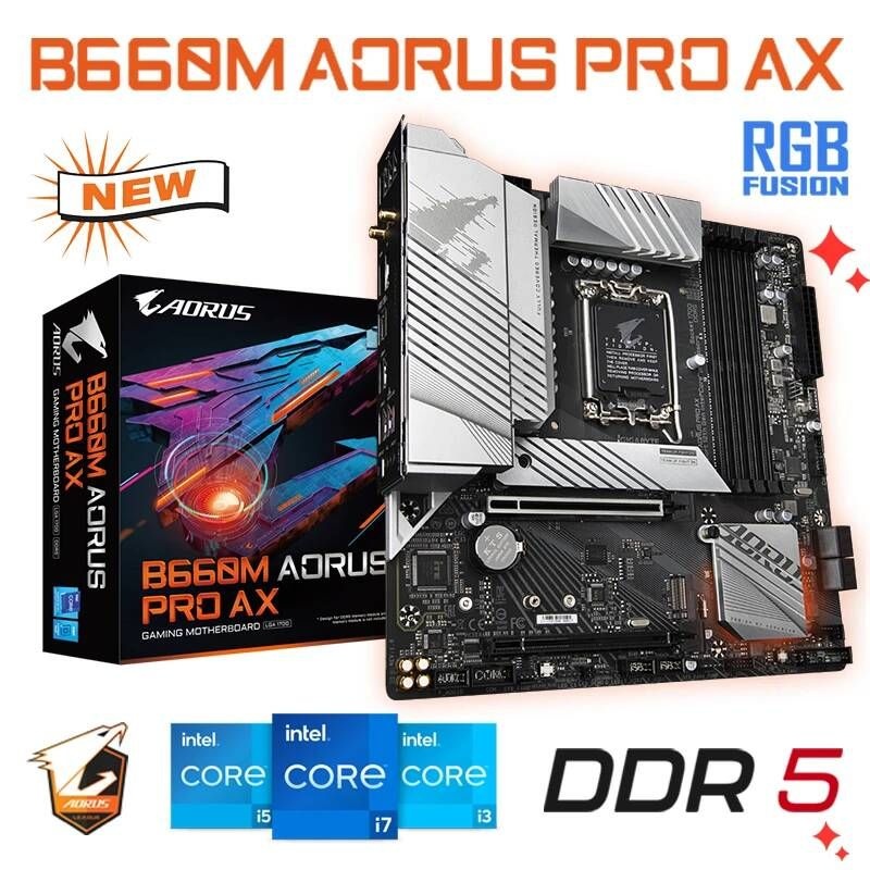 [해외] 마더보드 메인보드 기가 바이트 B660M AORUS PRO AX DDR5 LGA 1700 CPU 지원 12 세대 인텔 B660 메인 보드 128GB 신제품