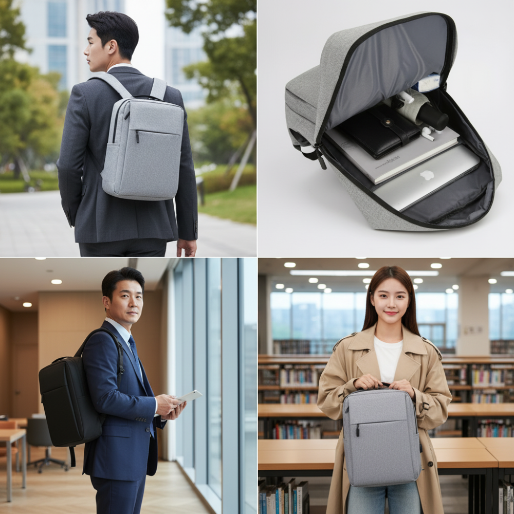 라이프온 남성 여성 노트북 백팩 15인치 비즈니스 가방 대학생 출근용 가벼운 회색 검정색 직장인