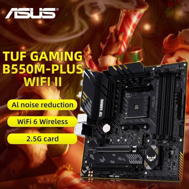 UnKnown [해외] 마더보드 메인보드 ASUS TUF GAMING B550M PLUS (WI-FI) II Micro-ATX 마더 보드 DDR4 4600 MHz 128G AM4 AMD Ryzen CPU 지원