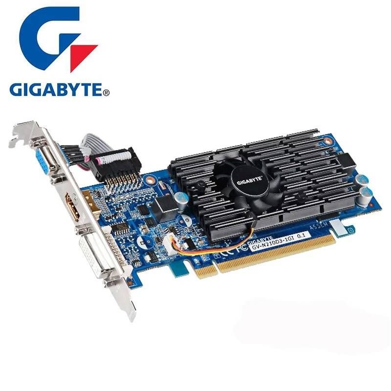 [해외] GIGABYTE G210 1GB 그래픽 카드 64 비트 GDDR3 비디오 nVIDIA Geforce GPU 게임용 원본 Dvi VGA GT630 GT710 GT730 중고