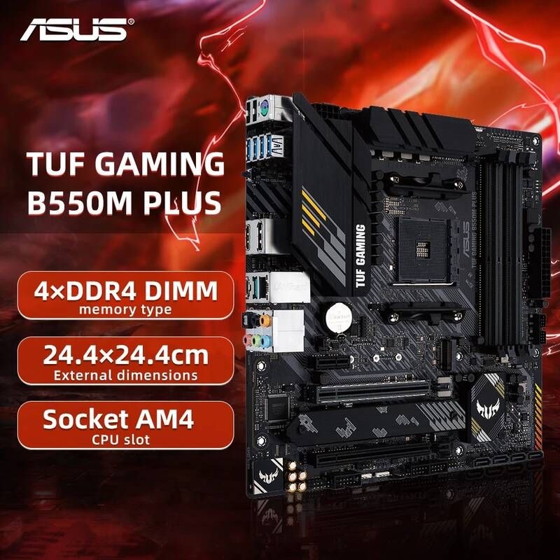 UnKnown [해외] 마더보드 메인보드 ASUS TUF GAMING B550M PLUS Micro-ATX 마더 보드 세트 키트 DDR4 4600(OC) MHz 128G 소켓 AM4 지원 Ryzen 프로세서