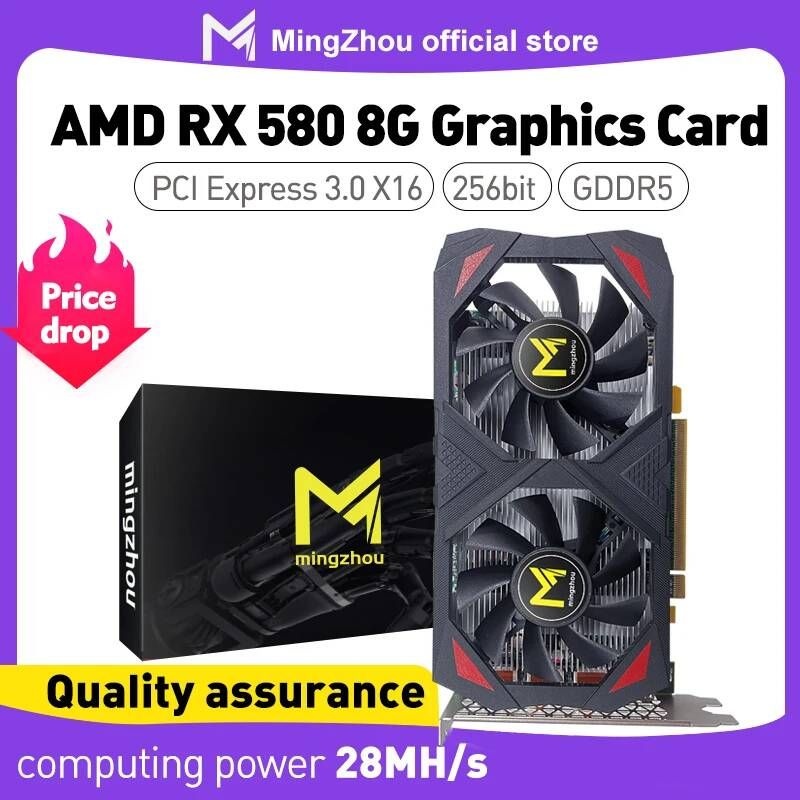 [해외] Radeon-RX 580 8GB gddr5 256bit GPU 컴퓨터 게임 그래픽 카드 마이닝 해시 속도 28mh / S
