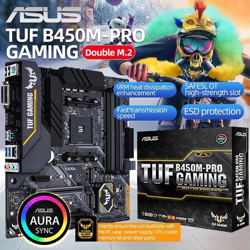 UnKnown 마더보드 메인보드 ASUS- TUF B450M 프로 게임 콘솔 128G AM4 DDR4 R3 R5 R7 R9 AMD CPU 프로세서 지원