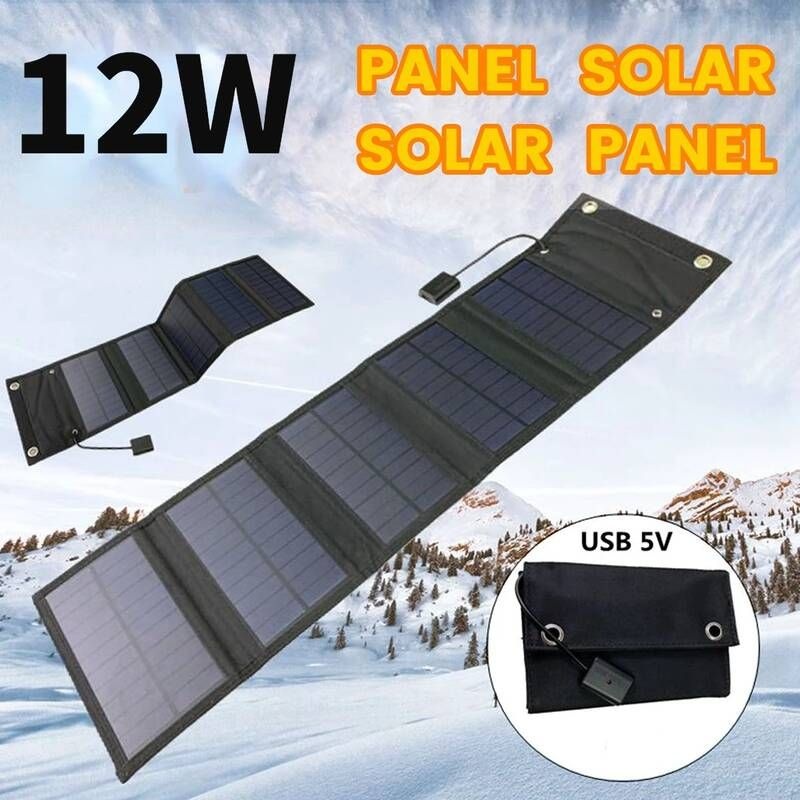 [해외] 휴대폰 핸드폰 보조 배터리 무선 고속 충전기 12W 야외 접이식 태양 전지 패널 셀 5V/2A USB 방수 휴대용 스마트 폰