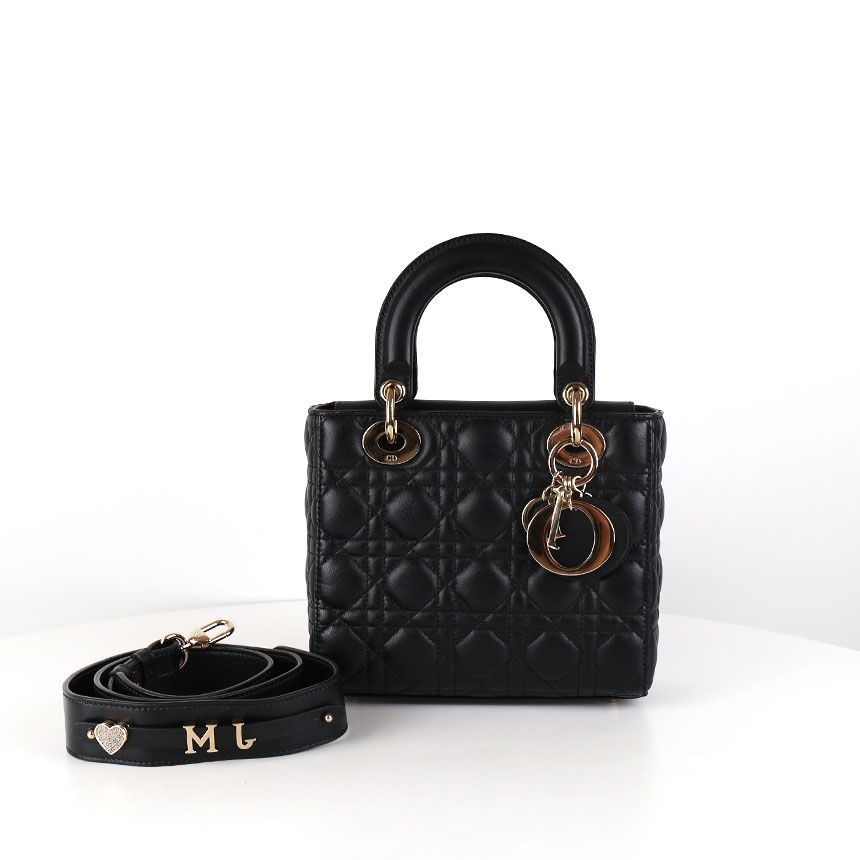 디올 중고 디올 레이디 MY ABC 스몰 까나쥬 램스킨 토트백 블랙 M0538OCAL M900 151478294