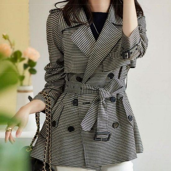 드레스허그 [드레스허그] 넬킴 체크 트렌치 코트