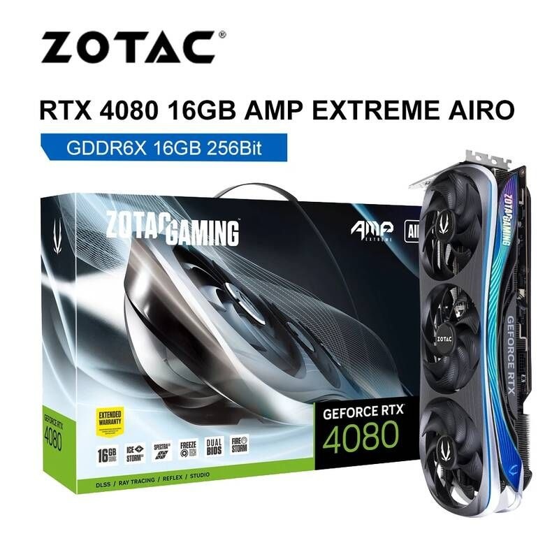 UnKnown [해외] ZOTAC- RTX 4080 RTX4080 16GB 16G 그래픽 카드 GDDR6X 256Bit 12 핀 게임 GPU 비디오