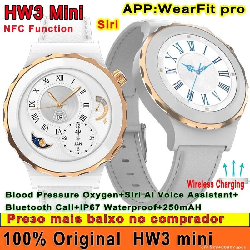 UnKnown [해외] 스마트워치 오리지날 HW3 미니 Smart 시계 NFC Siri Ai Voice Assistant Bluetooth Call Wireless Blood Pressure Oxygen Monitor Smart시계 여