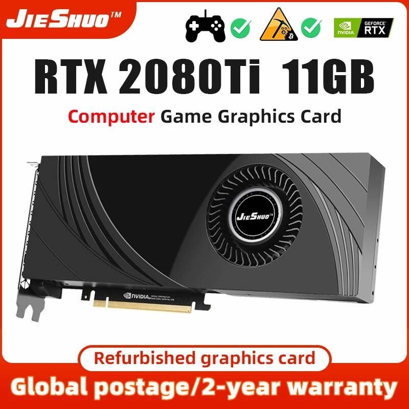 UnKnown [해외] JIESHUO 그래픽 카드 rtx2080ti 11gb gddr6 352bit 게임 gpu 터보 팬 8 핀 + 인터페이스 rtx 2080ti