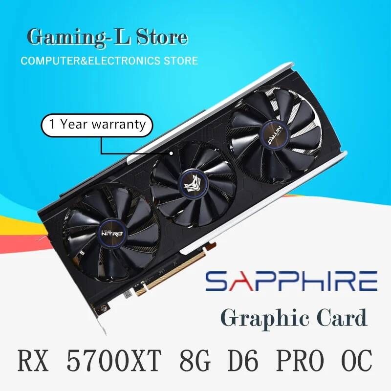 [해외] 사파이어-RX 5700 XT 8G D6 OC 게임용 비디오 카드 Radeon RX 8GB GPU 그래픽 PCI Express 4.0