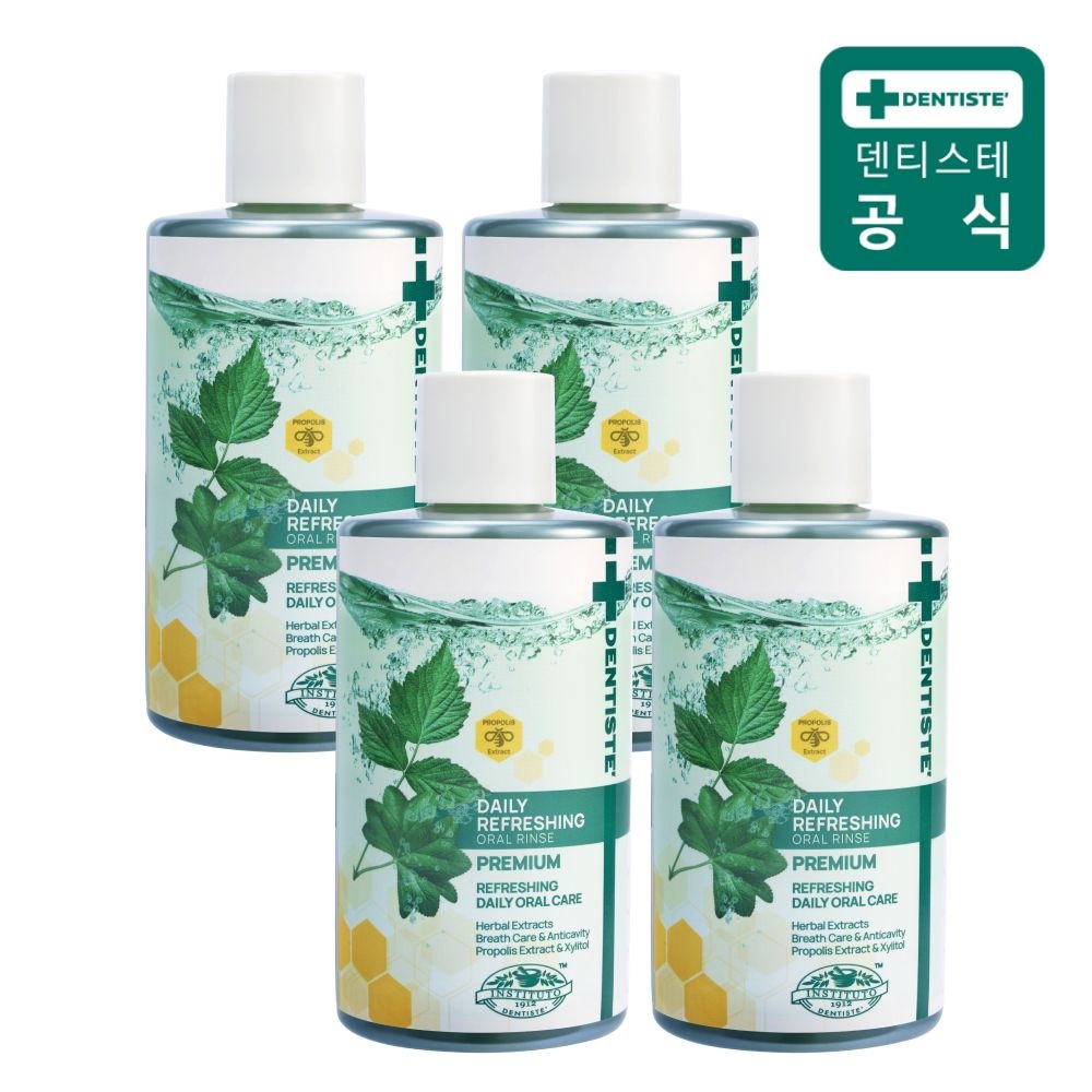 [오늘출발] 덴티스테 [포토리뷰 1,000P] 덴티스테 데일리 리프레싱 오랄린스 500ml 4개 순한 가글 프로폴리스 함유