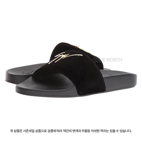 [롯데백화점] 쥬세페자노티 여성 RW80009 002 금장 로고 슬리퍼 블랙