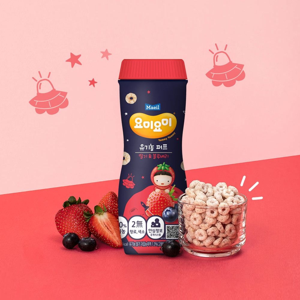 요미요미 유기농 오가닉퍼프 딸기&블루베리 42g 8통
