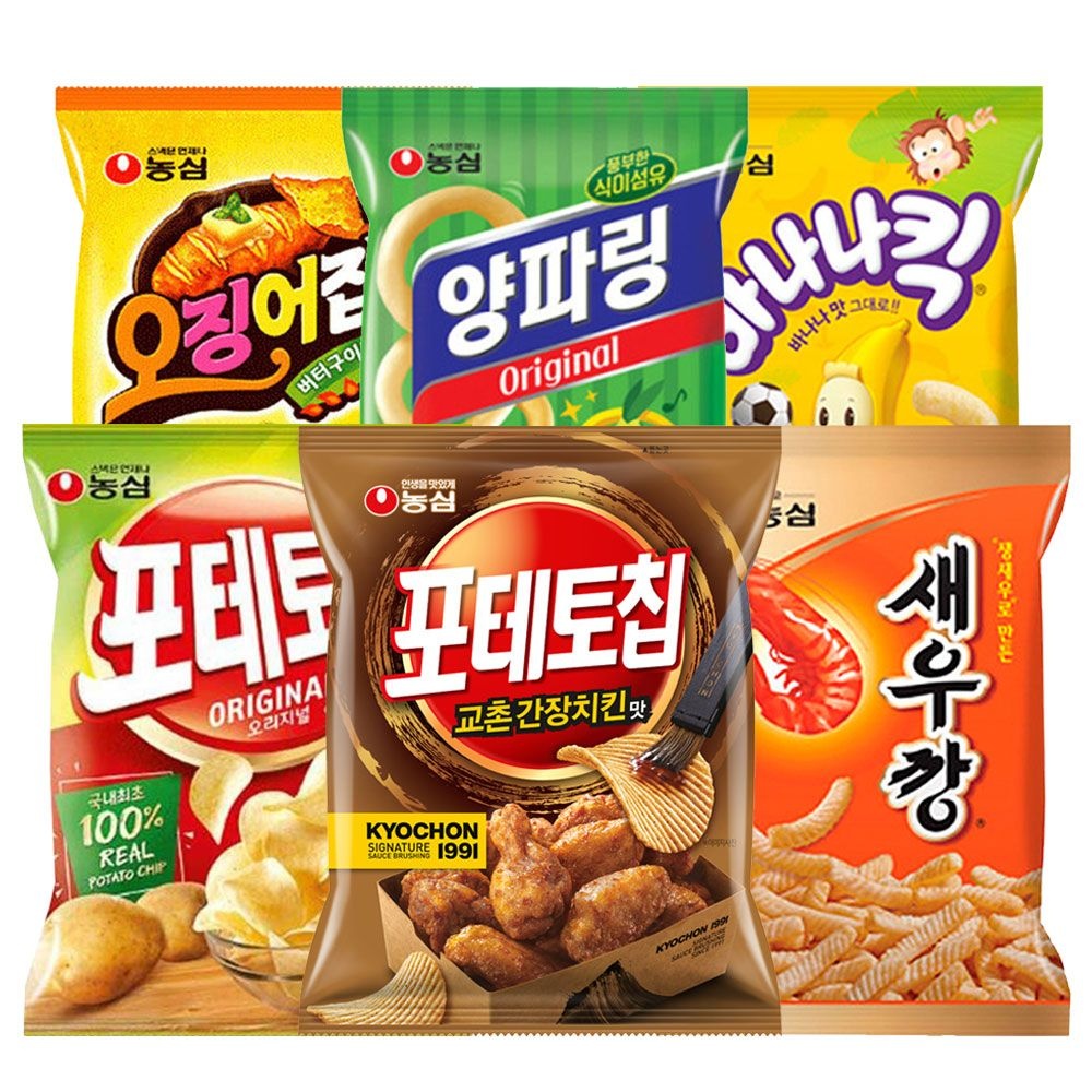[농심]농심 포테토칩8봉+꿀꽈베기4봉+새우깡4봉 /꿀꽈배기/양파링/먹태깡/매운새우깡 : 롯데ON