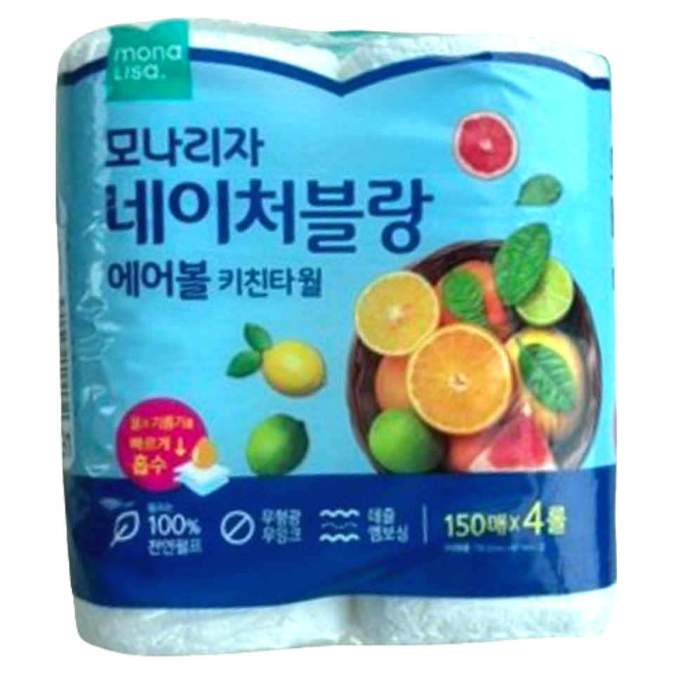 [오늘출발] 모나리자 네이처블랑 에어볼 키친타월 150매 4롤 1팩