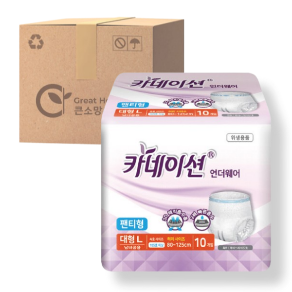 카네이션 언더웨어 팬티형기저귀 L(대형) 10매 8팩 박스 리뉴얼상품 발송