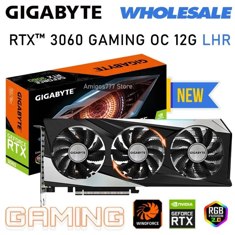 [해외] 15000MHz GDDR6 기가 바이트 그래픽 트리플 팬 RTX 3060 게임용 비디오 카드 rtx3060 HDCP 3060Ti