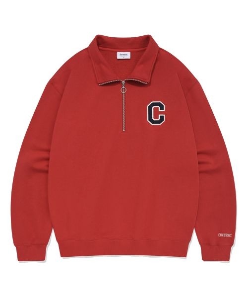 COVERNAT 커버낫 COVERNAT C 로고 하프 집업 맨투맨 레드 CO2401CR07RD 421782