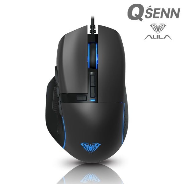 QSENN 유선 게이밍 광마우스, AULA F808 LED 블랙 USB