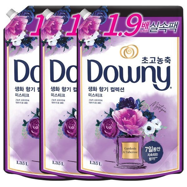 다우니 다우니 다우니 생화향기 블랙 미스티크 1.35L X 3개 실속팩 리필