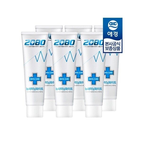 2080 뉴샤이닝 화이트 베이직 치약 120g x6개