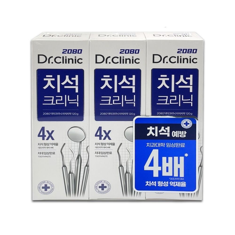 애경 2080 닥터 크리닉 치석치약 120g 3개입 - O
