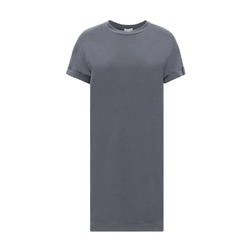 브루넬로 쿠치넬리 브루넬로 쿠치넬리 Brunello Cucinelli Monili 디테일 크루넥 티셔츠 드레스 MH827ABF21 C7963 TP934863027