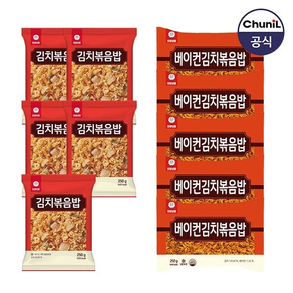 천일식품(주) 천일식품 [천일식품] 김치볶음밥250g 5봉 + 베이컨김치 250g 5봉