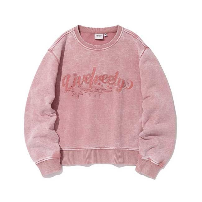 [패션플러스][인터크루]여성 아플리케솔트워싱맨투맨 ITA1TM51AIP (인디핑크)