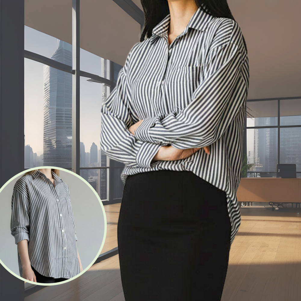 오버핏 스트라이프 여자 셔츠 블라우스 중년 아줌마 가벼운 편안한 여성 데일리 남방