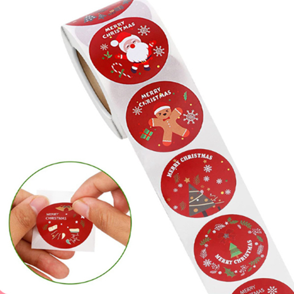 메리 크리스마스 스티커 2.5cm 1롤(500개) 연말 감사 인사 카드 편지 포장 겨울 축제