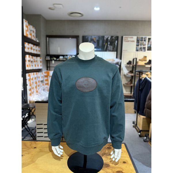 팀버랜드 [팀버랜드] A6NCQ 317 레더 벳지 크루넥 맨투맨 딥그린 (P003773637)