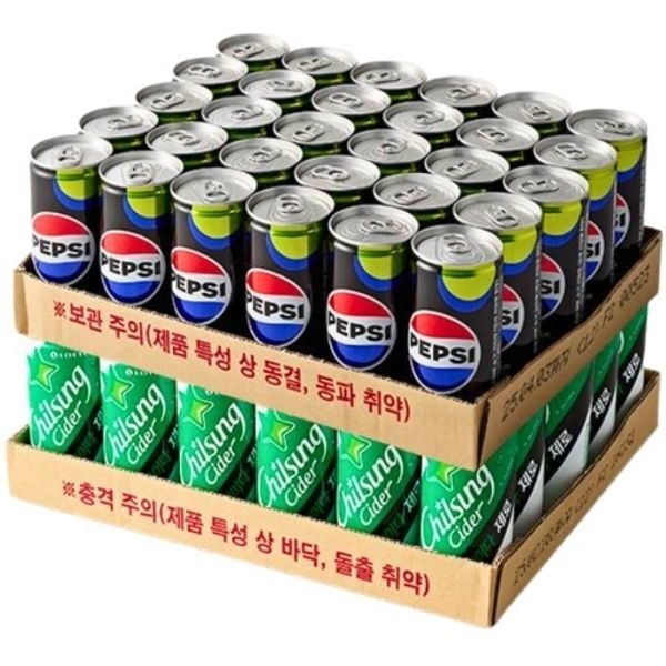 펩시제로 210ml 30캔 + 칠성사이다제로 210ml x30캔 탄산...