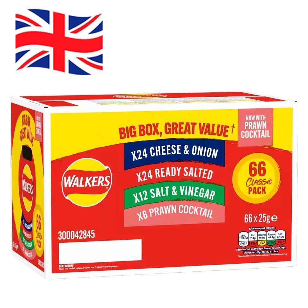 [해외] 25g 66개입 워커스 감자칩 크리스프 바라이어티 박스, Walkers Crisps Variety Box