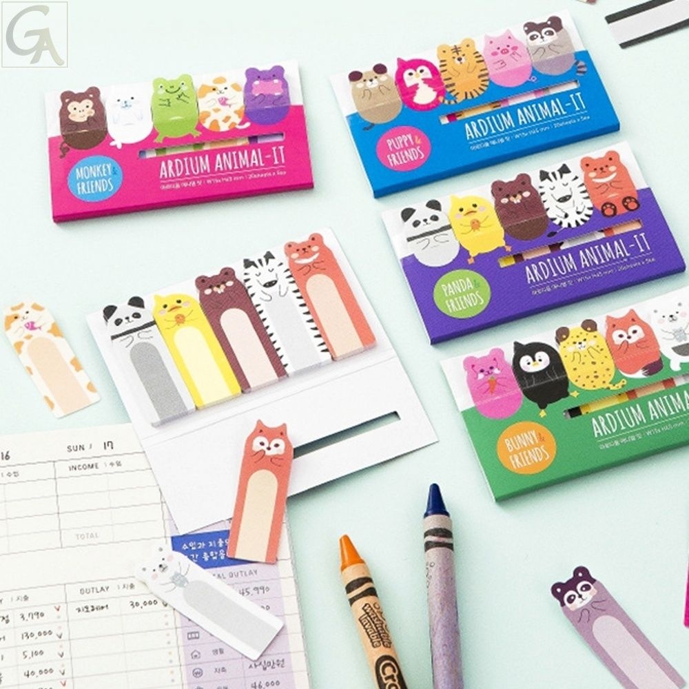 동물모양 접착 메모지 초등학생 포스트잇 동물 인덱스 예쁜접착메모지 모니터메모