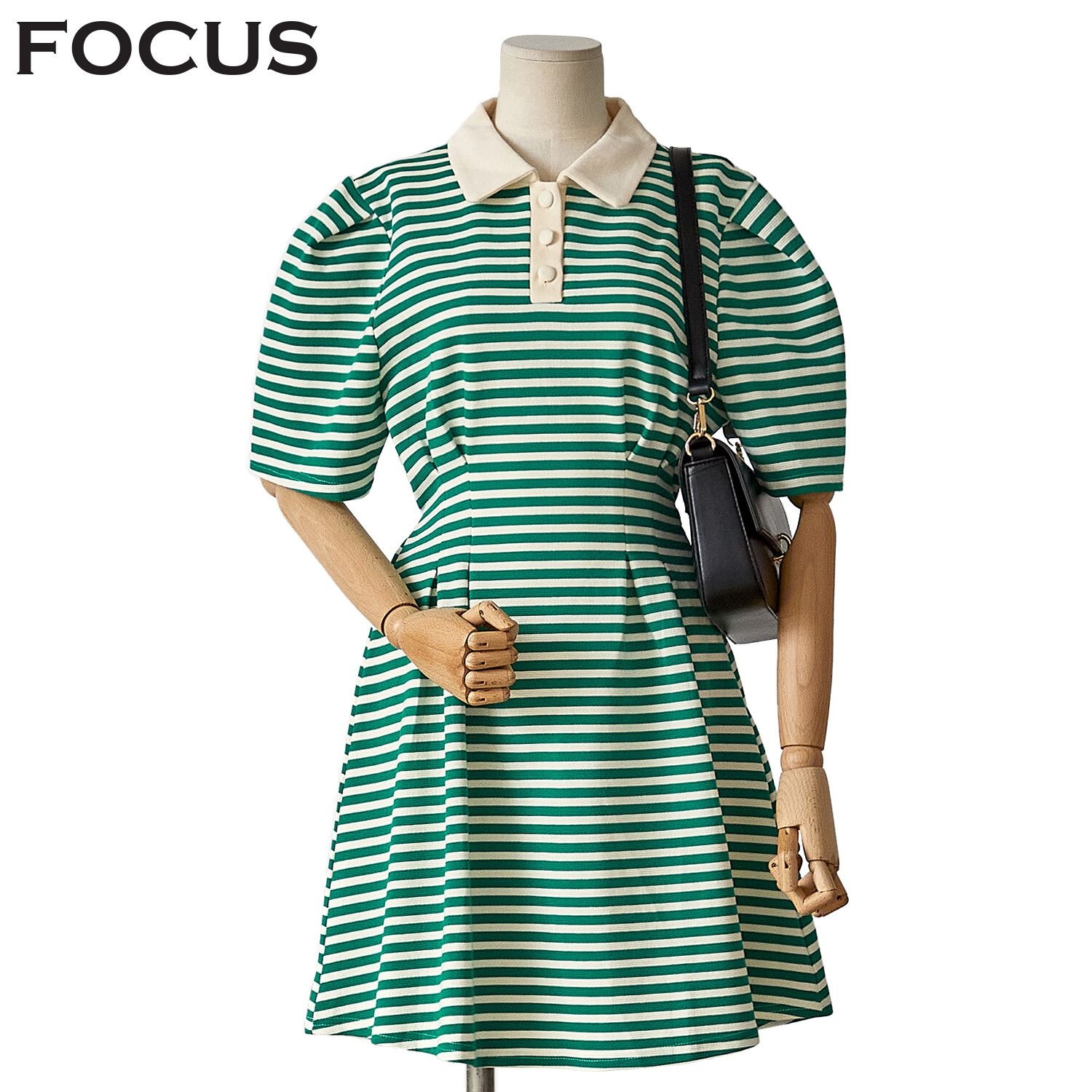 포커스 [모다아울렛][포커스]카라 배색 콩단추 핀턱 원피스 -FM3D7OP0286_JK 전주김제점