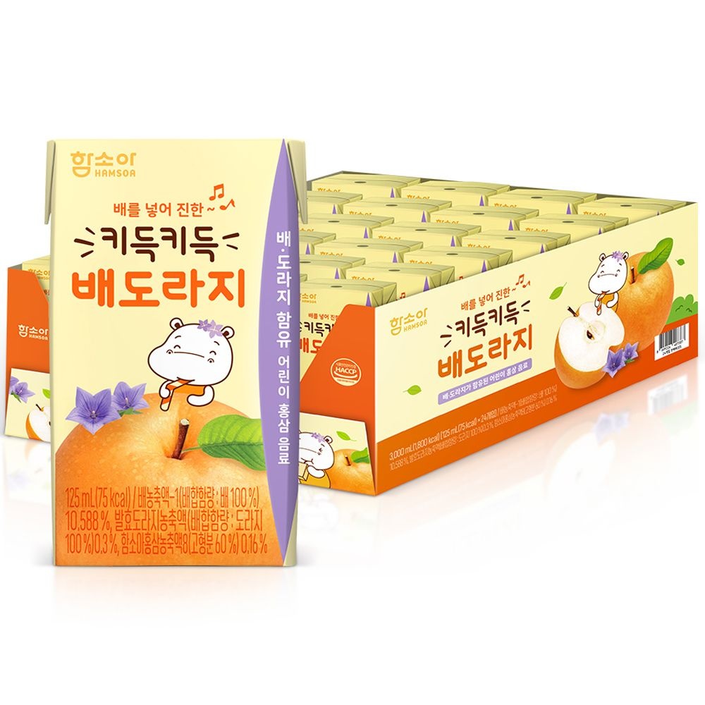 함소아 제약 키득키득 배도라지 아기 배도라지즙 도라지배즙 배즙 (125ml*24EA) (1/2/3박스 택1)