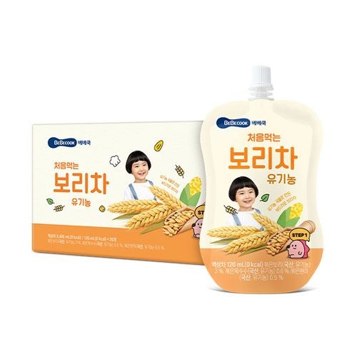 BEBECOOK 처음먹는 유기농 보리차 파우치 2박스 (120ml x 40팩)