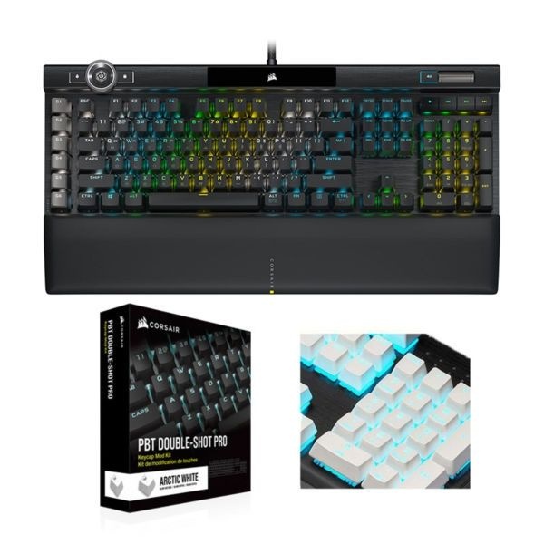CORSAIR K100 기계식 키보드 은축 PBT 한글 각인 키캡(화이트)
