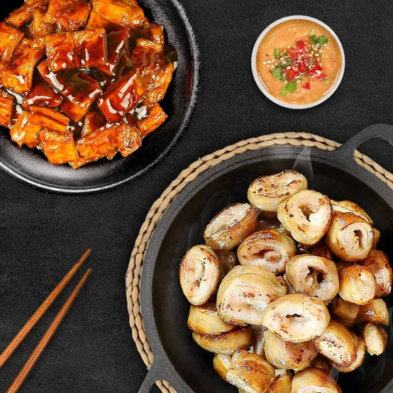 [와룡식품] 와룡막창 400g 3팩 (초벌,삶은,훈연,양념) + 막창소스 3팩 / 캠핑 밀키트 집들이 술안주
