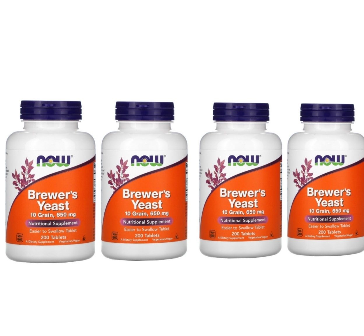 [해외] 나우푸드 맥주효모 10 곡물 650mg 200타블렛 X 4통세트 맥주 효모