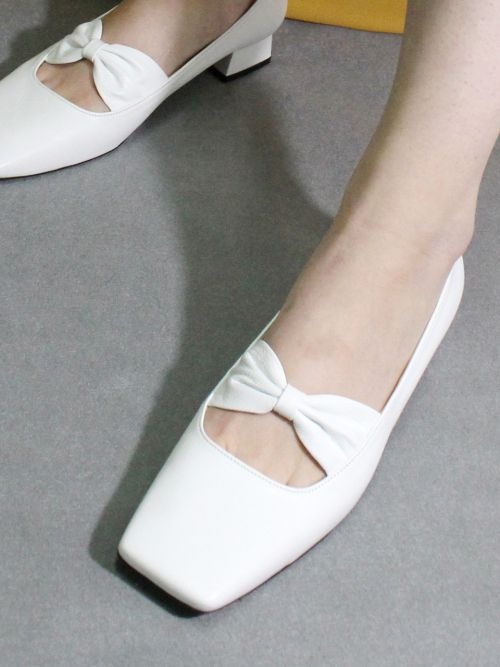 IGINOA SQUARE RIBBON LOAFER M-IG-180201 WHITE