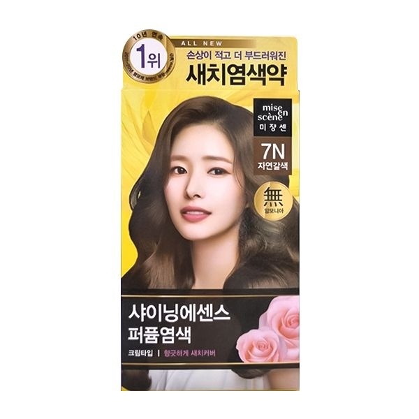 [오늘출발] 미쟝센 올뉴 샤이닝 에센스 염색약 7N 자연갈색