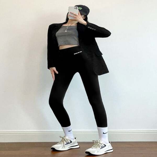 [라이프커머스] (스타일하우스)레깅스 쫄바지 여성 2컬러 헴라인 무봉제 심리스 하이웨스트