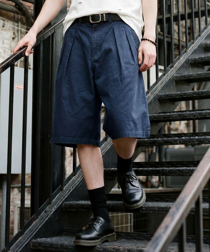 EZKATON 리도 투턱 버뮤다 팬츠 다크블루 JUSP6944 109428