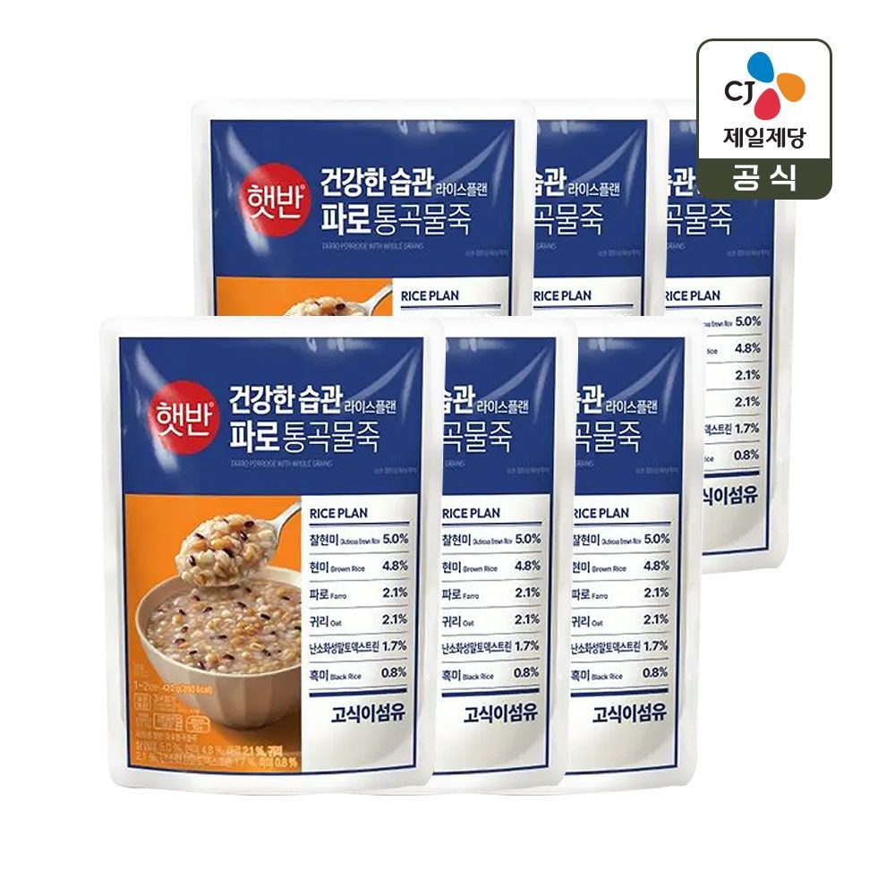 CJ제일제당 햇반죽 파로 통곡물죽 420g x6개