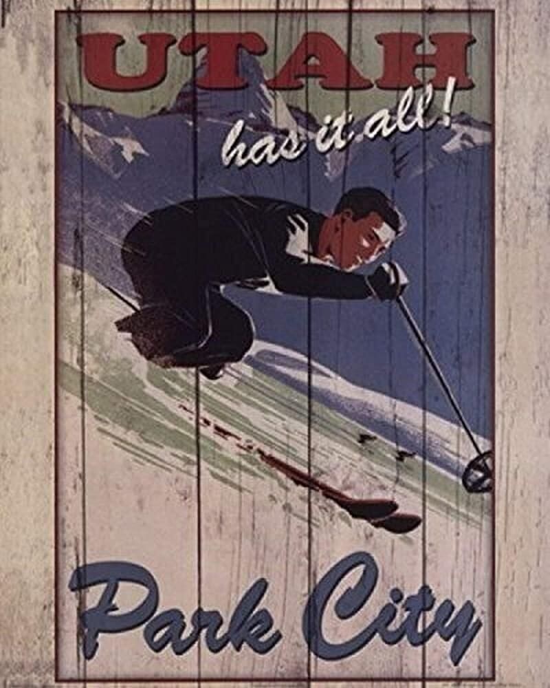 Buyartforless [해외] Buyartforless Kate Ward Thacker의 스키 파크 시티 50.8x40.6cm 아트 프린트 포스터 빈티지 유타 Has it All Skiing Slope Downhill