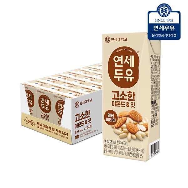 연세우유 연세두유 고소한 아몬드&잣 두유 190ml 24팩